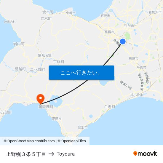 上野幌３条５丁目 to Toyoura map