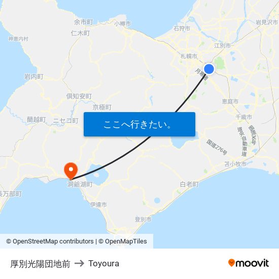 厚別光陽団地前 to Toyoura map