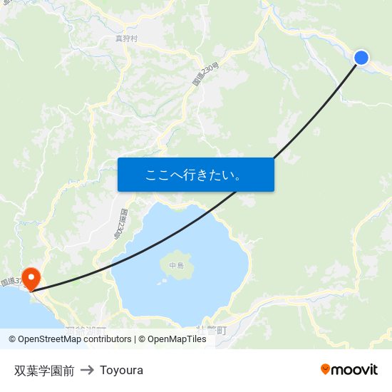 双葉学園前 to Toyoura map