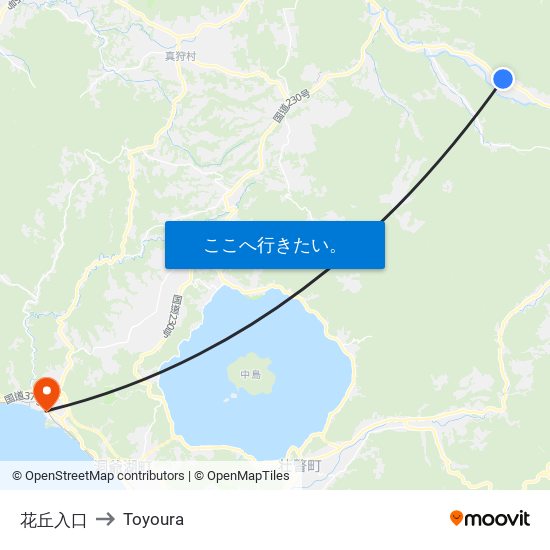 花丘入口 to Toyoura map