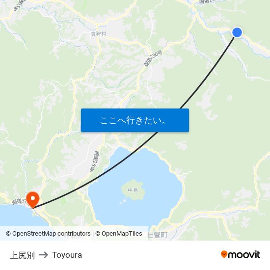 上尻別 to Toyoura map