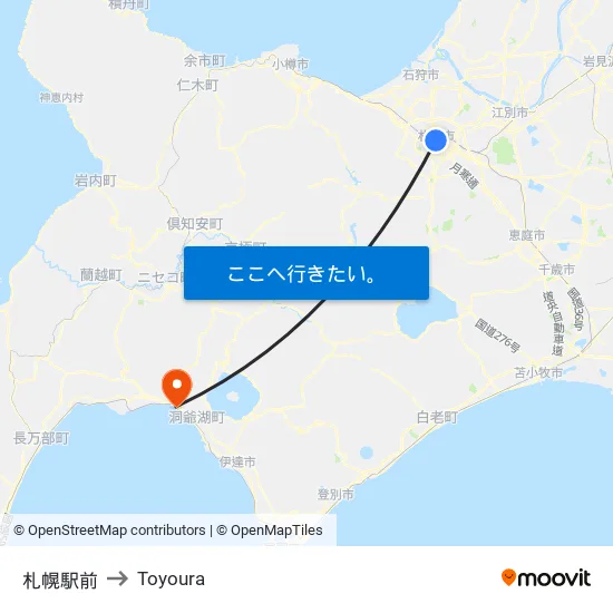 札幌駅前 to Toyoura map