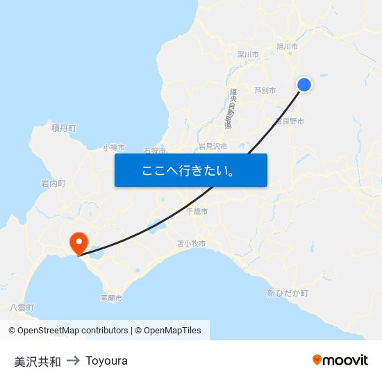 美沢共和 to Toyoura map