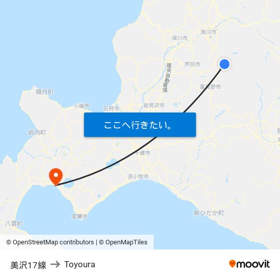 美沢17線 to Toyoura map