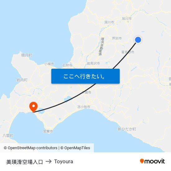 美瑛滑空場入口 to Toyoura map