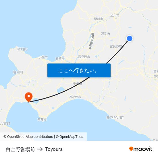 白金野営場前 to Toyoura map