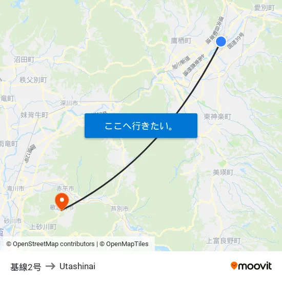 基線2号 to Utashinai map