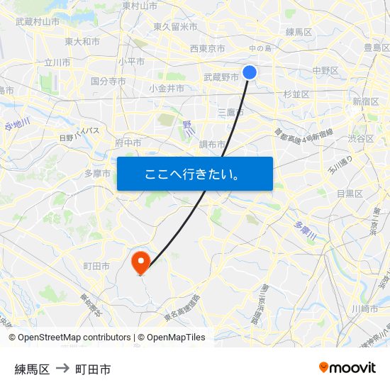 練馬区 to 町田市 map
