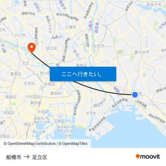 船橋市 to 船橋市 map