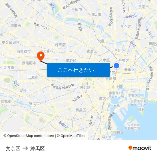 文京区 to 練馬区 map