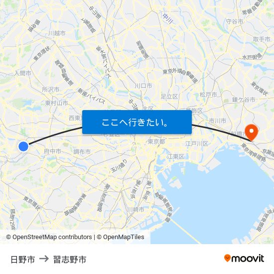 日野市 to 日野市 map