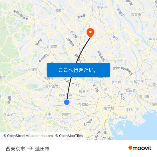 西東京市 to 西東京市 map