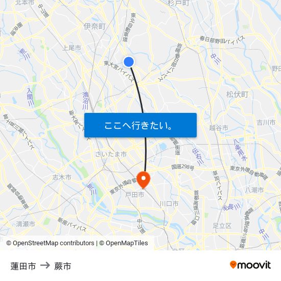 蓮田市 to 蓮田市 map