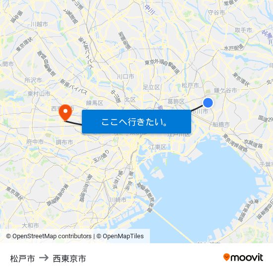 松戸市 to 松戸市 map