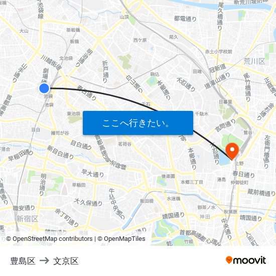 豊島区 to 豊島区 map