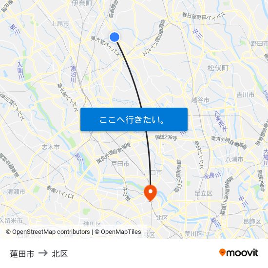 蓮田市 to 蓮田市 map