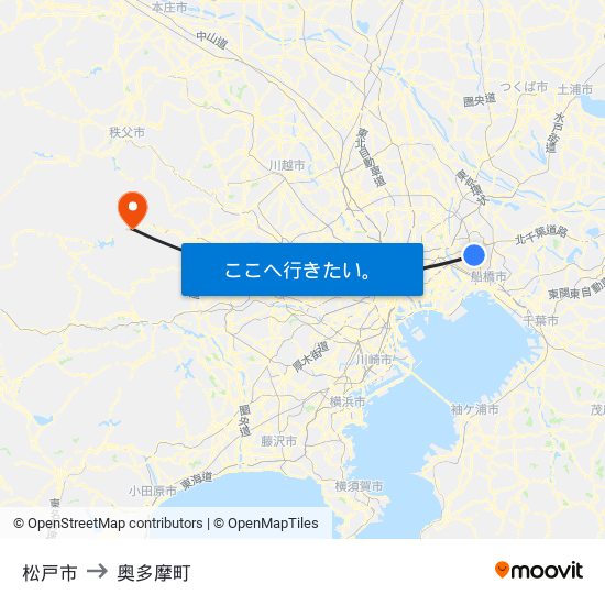 松戸市 to 松戸市 map
