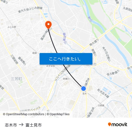 志木市 to 富士見市 map