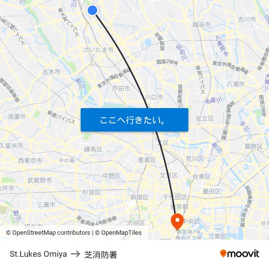 St.Lukes Omiya to 芝消防署 map