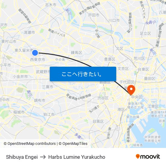 Shibuya Engei to Harbs Lumine Yurakucho map