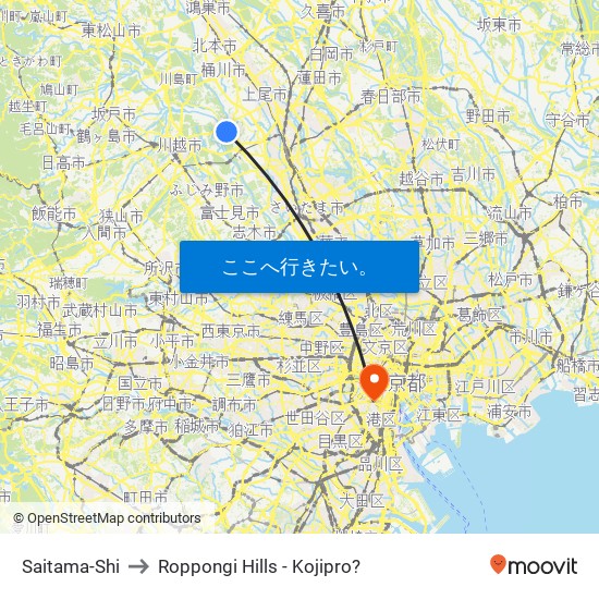 Saitama-Shi to Roppongi Hills - Kojipro? map