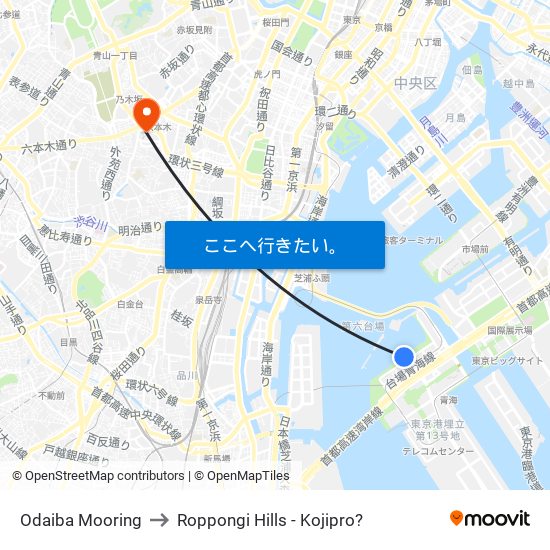 Odaiba Mooring to Roppongi Hills - Kojipro? map