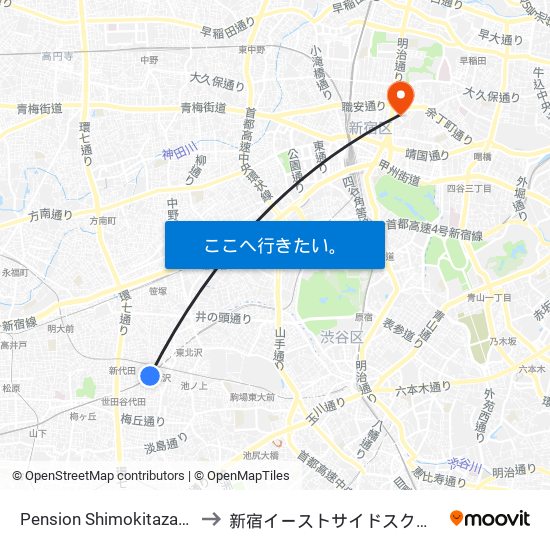 Pension Shimokitazawa to 新宿イーストサイドスクエア map