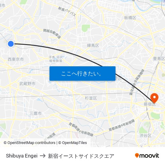 Shibuya Engei to 新宿イーストサイドスクエア map