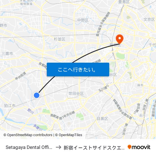 Setagaya Dental Office to 新宿イーストサイドスクエア map