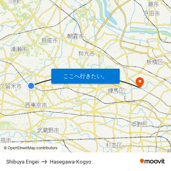 Shibuya Engei to Hasegawa-Kogyo map