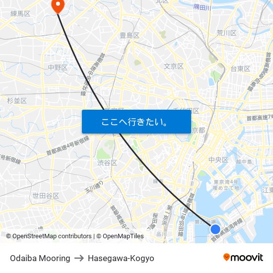 Odaiba Mooring to Hasegawa-Kogyo map