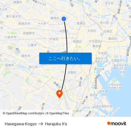 Hasegawa-Kogyo to Harajuku It's map