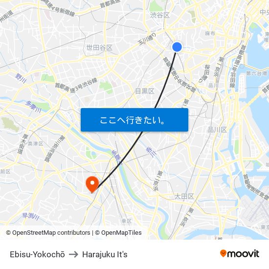 Ebisu-Yokochō to Harajuku It's map