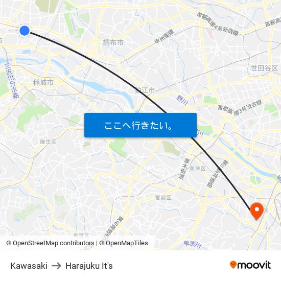 Kawasaki to Harajuku It's map