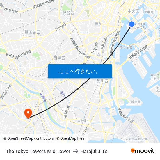 The Tokyo Towers Mid Tower to Harajuku It's map
