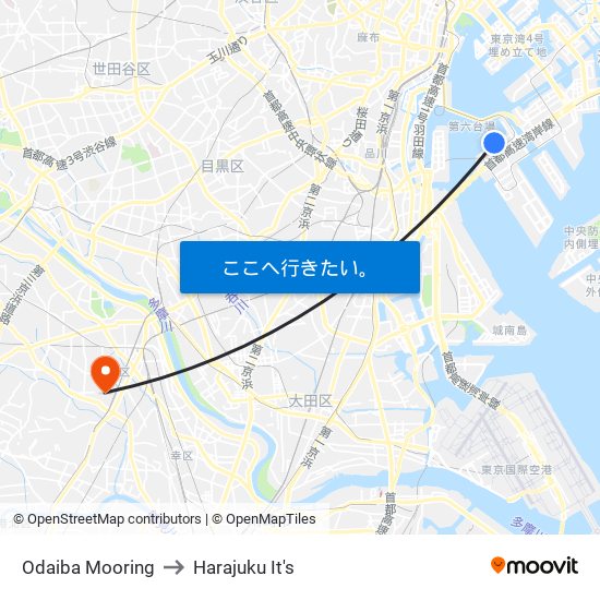 Odaiba Mooring to Harajuku It's map