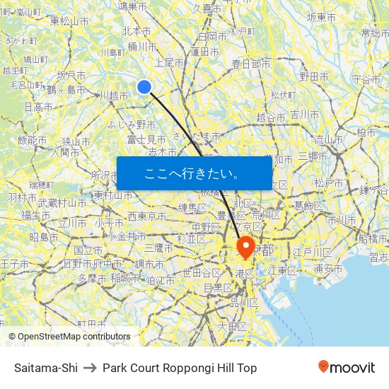 Saitama-Shi to Park Court Roppongi Hill Top map