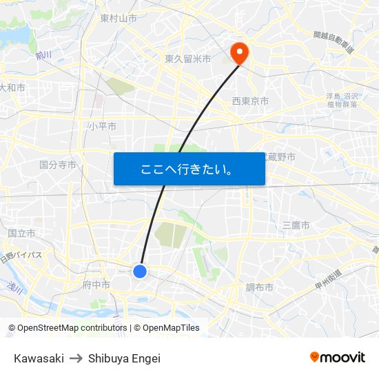 Kawasaki to Shibuya Engei map