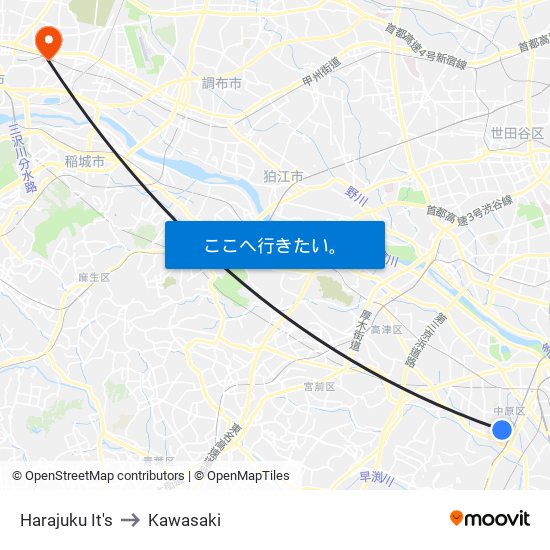 Harajuku It's to Kawasaki map