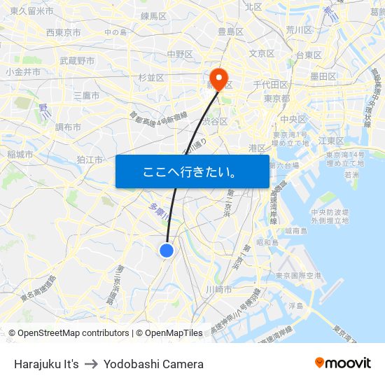 Harajuku It's to Yodobashi Camera map