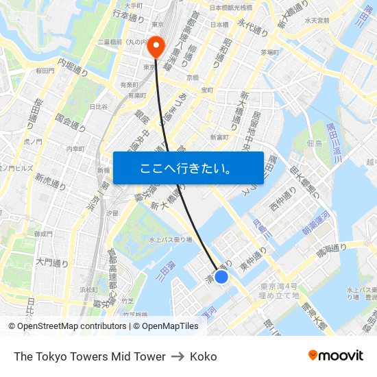 The Tokyo Towers Mid Tower to Koko map