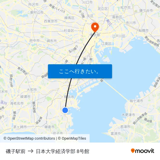 磯子駅前 to 日本大学経済学部 8号館 map
