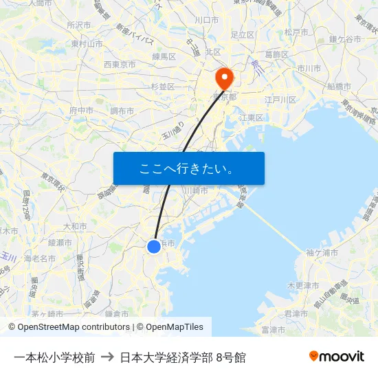 一本松小学校前 to 日本大学経済学部 8号館 map