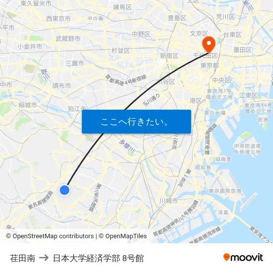 荏田南 to 日本大学経済学部 8号館 map