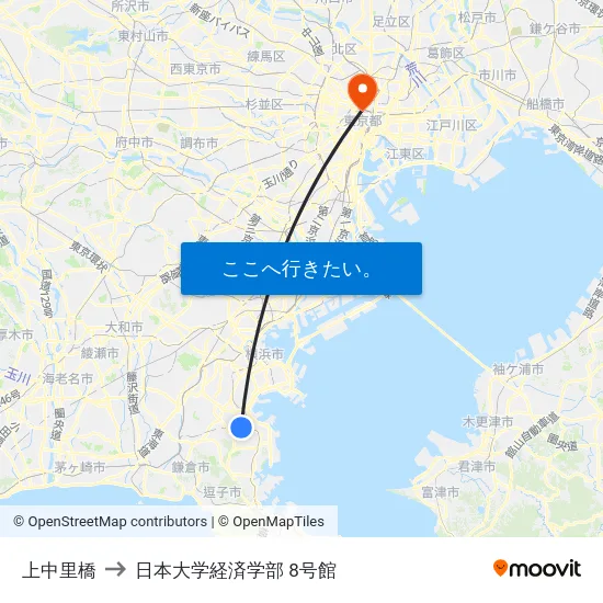 上中里橋 to 日本大学経済学部 8号館 map