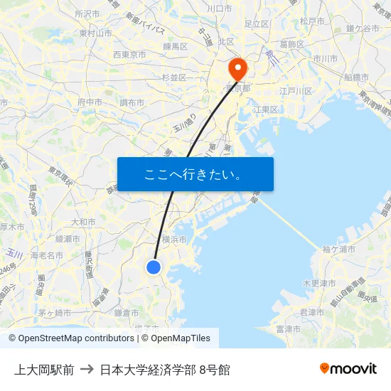 上大岡駅前 to 日本大学経済学部 8号館 map