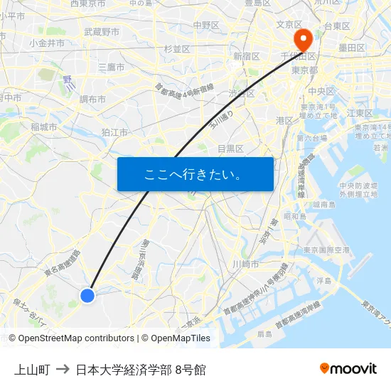 上山町 to 日本大学経済学部 8号館 map