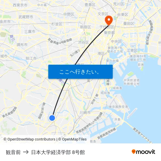 観音前 to 日本大学経済学部 8号館 map
