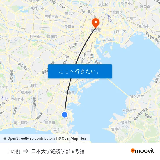 上の前 to 日本大学経済学部 8号館 map