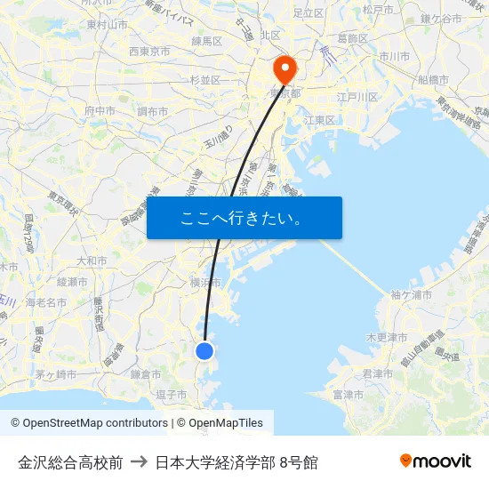 金沢総合高校前 to 日本大学経済学部 8号館 map